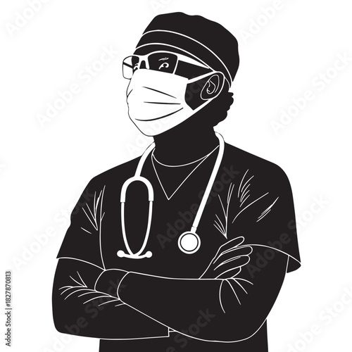 Black medical Silhouette Vector, High Quality Illustration on White Background