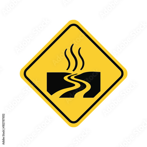 Slippery road warning sign icon   ice hazard ahead vector Vector