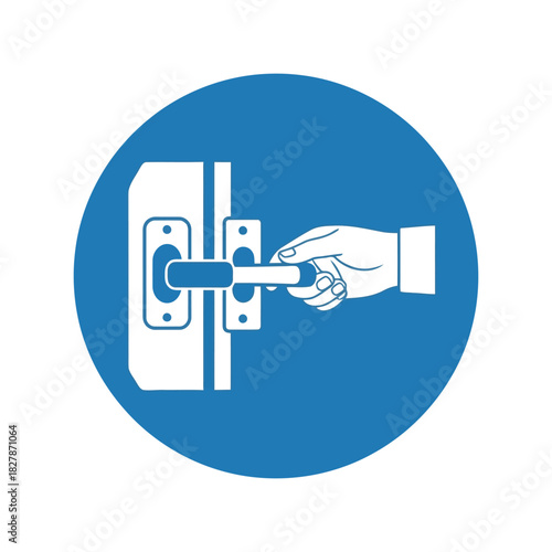 Access control icon: hand opening modern door lever handle Vector