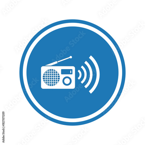 Radio broadcasting signal icon   wireless audio communication Vector