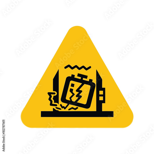 Crushing hazard safety sign: workplace industrial danger icon Vector