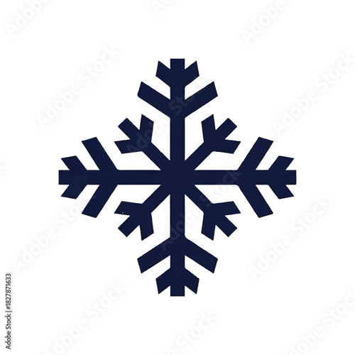 Elegant Dark Blue Snowflake Icon Isolated on White Winter Season Symbol