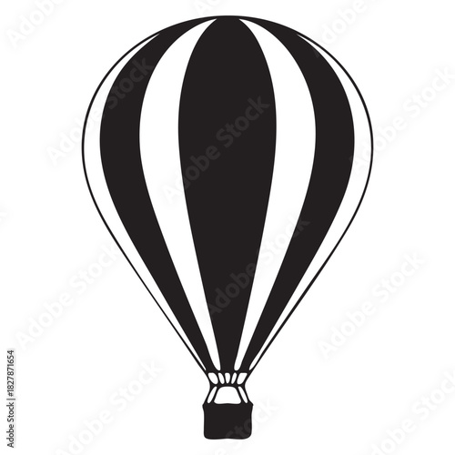 Black and White Silhouette of a Hot Air Balloon airship