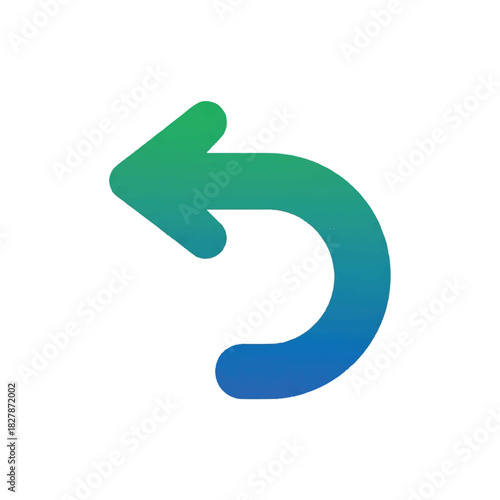 Return Arrow Icon Vector Illustration of a Curved Arrow Pointing Left, Isolated