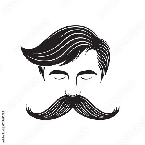 Black mustache Silhouette Vector, High Quality Illustration on White Background