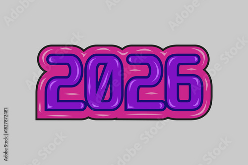 This is a design image of the number 2026 suitable for use in New Year's designs, calendars, celebrations, New Year's Eve, posters, banners, flyers, advertisements, neon boxes,

