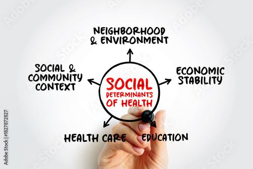 Wallpaper Mural Social determinants of health - economic and social conditions that influence individual and group differences in health status, mind map concept for presentations and reports Torontodigital.ca