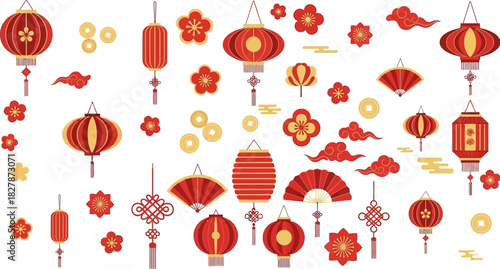 Collection of traditional chinese new year decoration