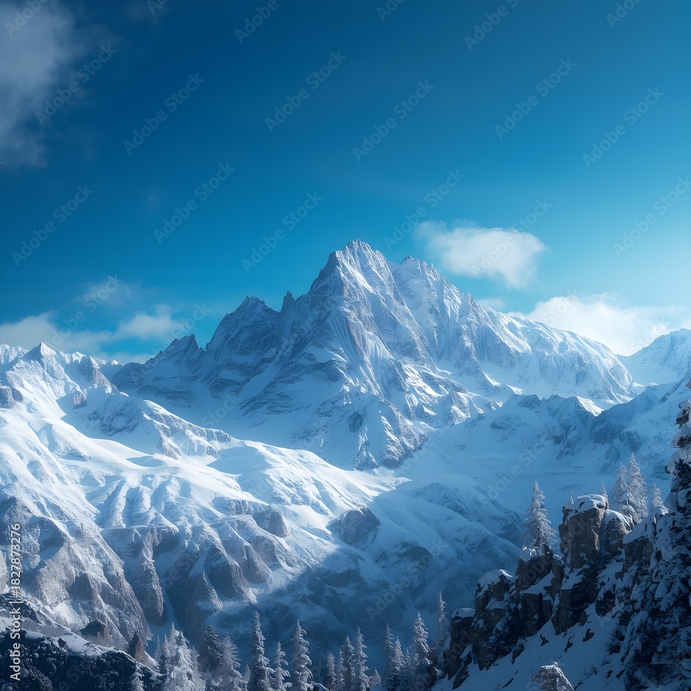 Obraz premium Cinematic Winter Landscape with Sunlight