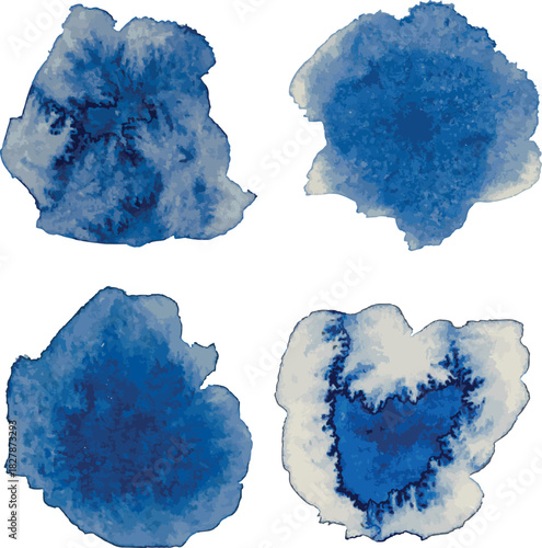 Blue Grunge Brush Stroke Illustration Set Vector Design