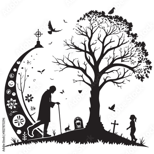 Black myths of immortality Silhouette Vector, High Quality Illustration on White Background