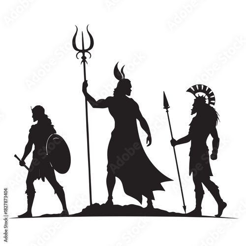 Black mythologies by culture Silhouette Vector, High Quality Illustration on White Background
