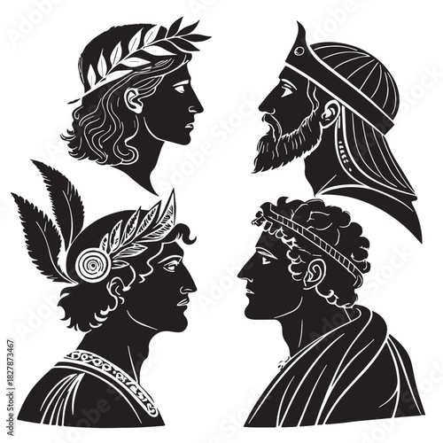 Black mythologies by culture Silhouette Vector, High Quality Illustration on White Background