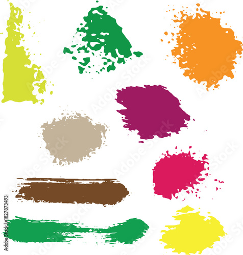 Colorful Grunge Brush Stroke Set Vector Design