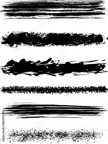 Different Types Line Brush Stroke Set Vector Design
