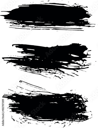 Grunge Black Brush Box Set Vector Design