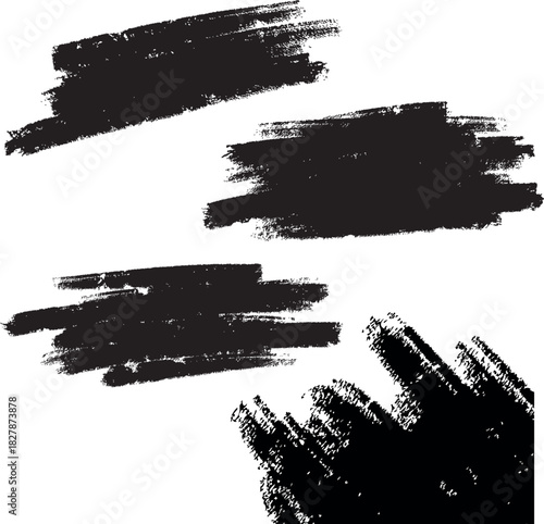 Grunge Black Brush Stroke Sketch Vector Design