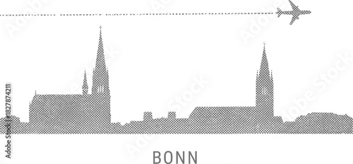 Bonn Germany Skyline and Airplane Travel Silhouette Vector
