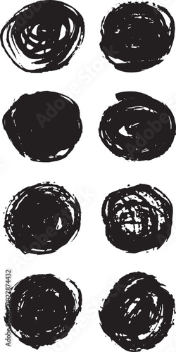 Round Brush Stroke Set Vector Design