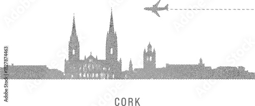 Cork City Skyline Textured Travel Vector Illustration