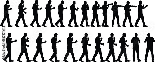 Silhouette Collection of Boxer Poses in Dynamic Stances and Movements boxing fighting