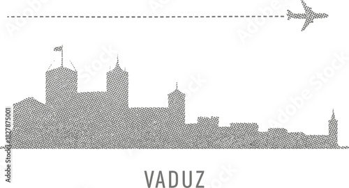 Vaduz Liechtenstein City Skyline and Airplane Travel Vector