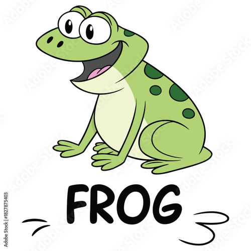 Pond Life Animal Cute Frog Character with Open Mouth