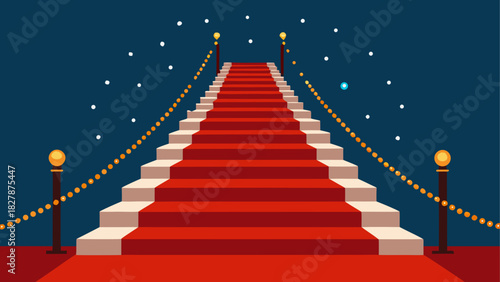 Illustration of red carpet on staircase