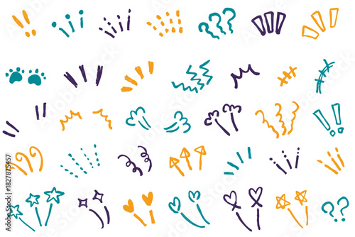 三色のワンポイント落書きセット