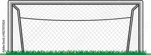 Illustration of soccer goal the goal is made of metal and has a net the goal is in a field of grass the goal is a symbol of the sport of soccer