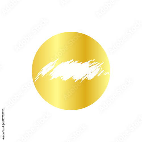 Golden round scratch card surface with scraped textures. Gold scratchcard, lotto winner, money prize or sale coupon template isolated on white background. Modern Vector