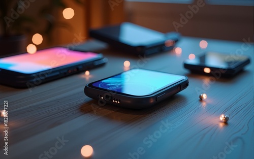 wearable health monitoring devices on a table, created with generative ai. High quality