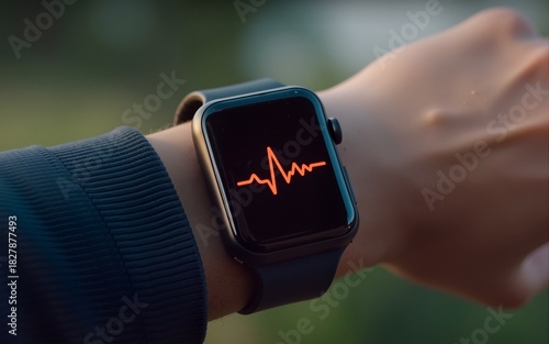 Smart Watch Showing Heartbeat Monitor. High quality