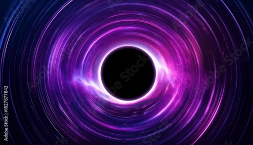 Unique Circular Black Hole With Vibrant Purple Light Effects Creating A Dramatic Visual Experience