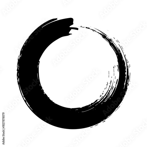 Grunge circle, brush strokes, lines, ink smudges, hand-drawn scribble shape. Handmade sketchy mark, acrylic stains, charcoal streaks. Paint texture, dry brush effect. Vector illustration