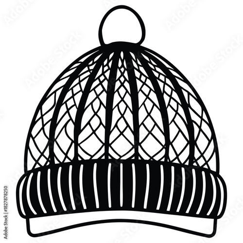 A black silhouette of a knit hat vector