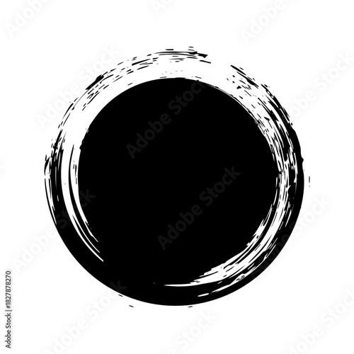 Grunge circle, brush strokes, lines, ink smudges, hand-drawn scribble shape. Handmade sketchy mark, acrylic stains, charcoal streaks. Paint texture, dry brush effect. Vector illustration