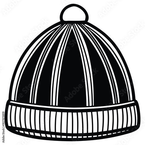 A black silhouette of a knit hat vector