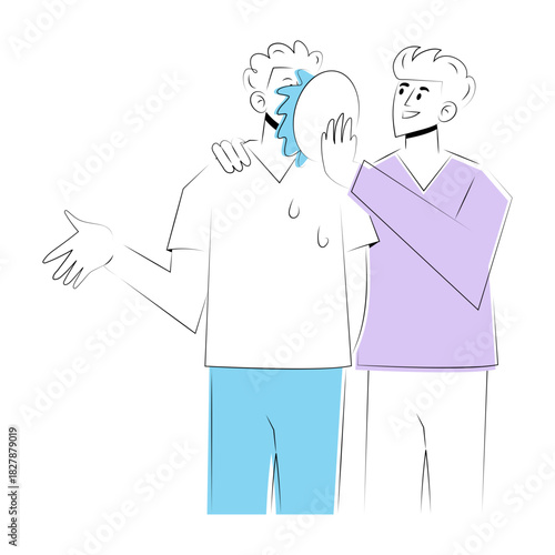 A doodle style illustration showing a pie face