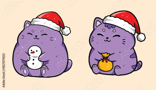 Festive Holiday Cat Vector – Cute Kitty with Winter Accessories