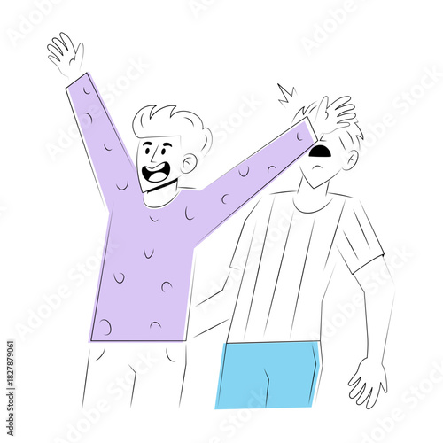 A sketchy style illustration showing an excited person