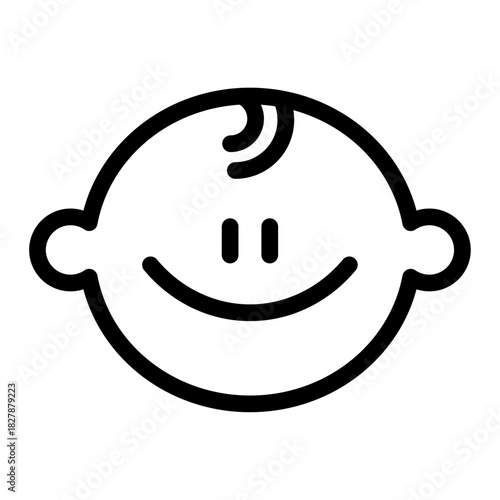 Icono de rostro de bebé feliz. Ternura, infancia, inocencia y cuidado infantil. Ilustración vectorial