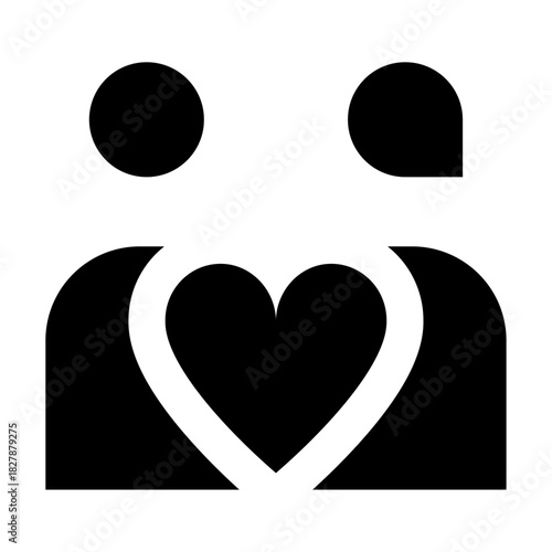 Icono de pareja con corazón grande. Representa amor, unión, afecto emocional y vínculo de pareja. Ilustración vectorial