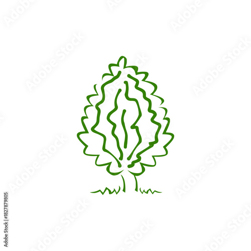 green leaf icon, tree design