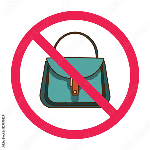 No bags allowed sign, no entry with bags prohibited symbol, forbidden to bring bags sign, vector illustration