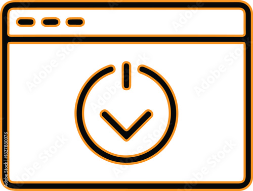 Browser window with a download icon symbolizing file transfer and data saving