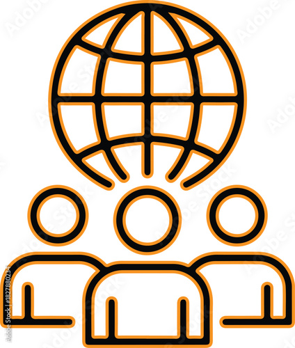 Global community and teamwork icon representing connection and unity