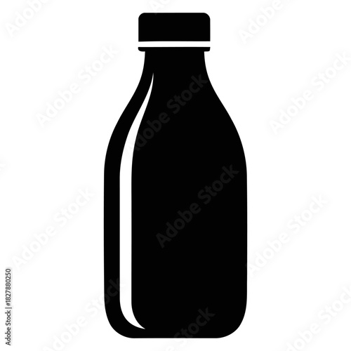 Vector Icon Set of Milk or Liquid Beverage Bottles with a Droplet Label, Representing Dairy, Hydration, Packaging Design, Healthy Drinks, and Organic Food Products