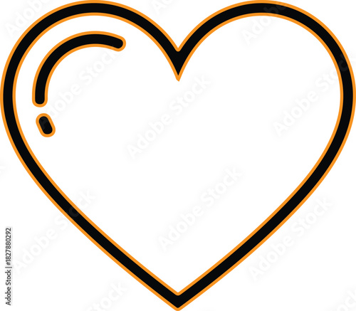 Simple outline of a heart with a subtle highlight effect
