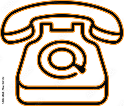 Retro rotary telephone icon with email symbol on dial